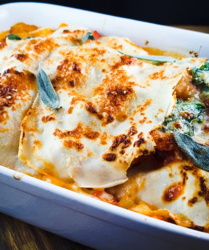 Kürbis Spinat Lasagne